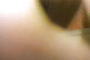 Sharply planted on his penis